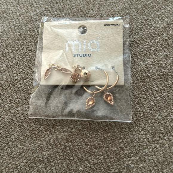 Mia Studio Collection Gold Dainty Hoop Earrings Boho Dainty Interchange Charms - Picture 2 of 3